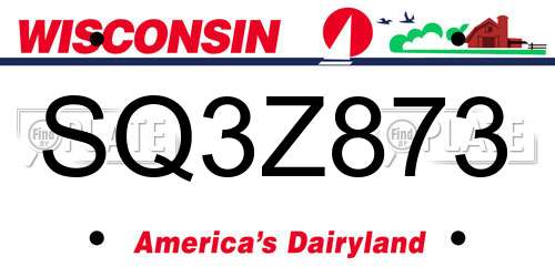 SQ3Z873 Wisconsin License Plate