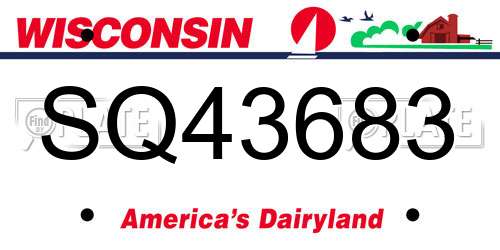 SQ43683 Wisconsin License Plate