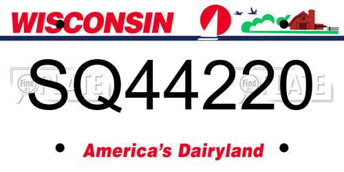 SQ44220 Wisconsin License Plate
