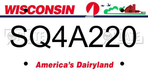 SQ4A220 Wisconsin License Plate