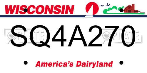 SQ4A270 Wisconsin License Plate