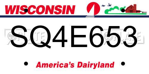 SQ4E653 Wisconsin License Plate