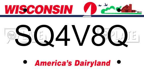 SQ4V8Q Wisconsin License Plate