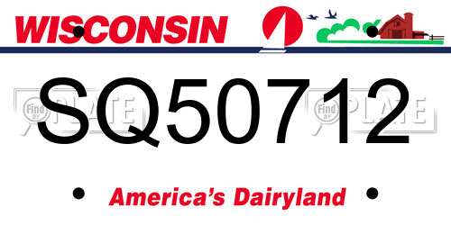 SQ50712 Wisconsin License Plate