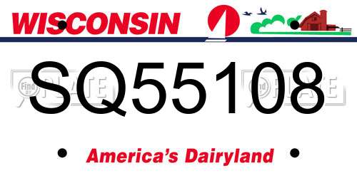 SQ55108 Wisconsin License Plate