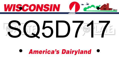 SQ5D717 Wisconsin License Plate
