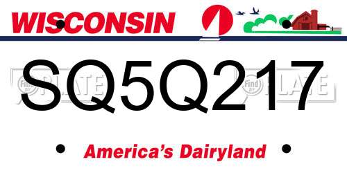 SQ5Q217 Wisconsin License Plate