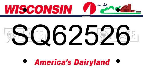SQ62526 Wisconsin License Plate