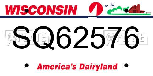 SQ62576 Wisconsin License Plate