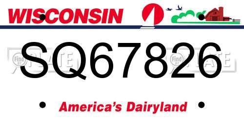 SQ67826 Wisconsin License Plate