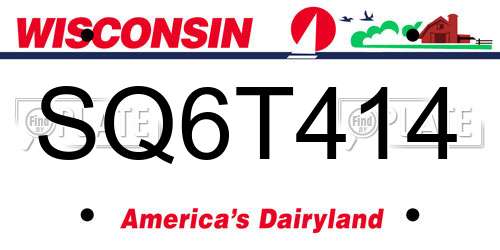 SQ6T414 Wisconsin License Plate