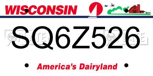 SQ6Z526 Wisconsin License Plate