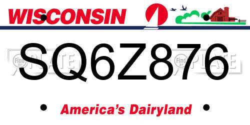 SQ6Z876 Wisconsin License Plate