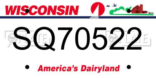 SQ70522 Wisconsin License Plate