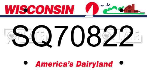 SQ70822 Wisconsin License Plate