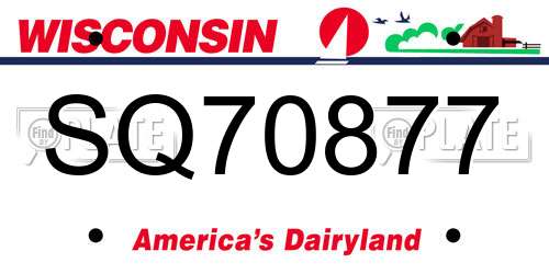 SQ70877 Wisconsin License Plate