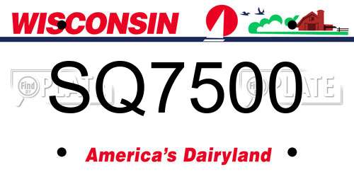 SQ7500 Wisconsin License Plate