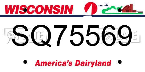 SQ75569 Wisconsin License Plate