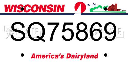SQ75869 Wisconsin License Plate