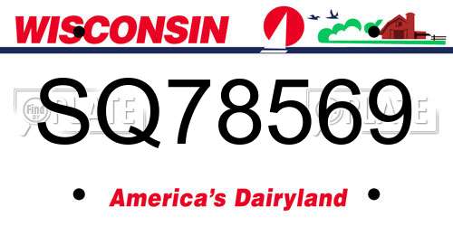 SQ78569 Wisconsin License Plate