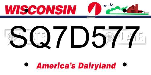 SQ7D577 Wisconsin License Plate