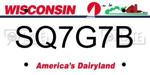 SQ7G7B Wisconsin License Plate