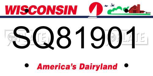 SQ81901 Wisconsin License Plate