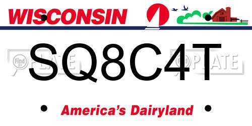SQ8C4T Wisconsin License Plate