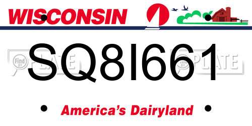 SQ8I661 Wisconsin License Plate