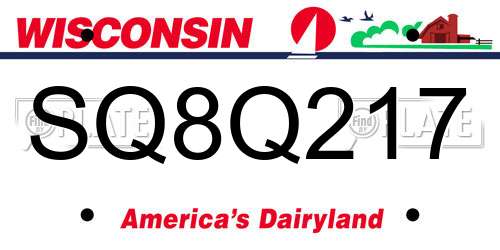 SQ8Q217 Wisconsin License Plate