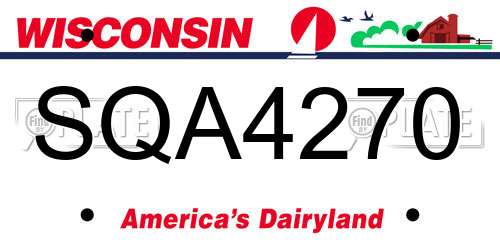 SQA4270 Wisconsin License Plate