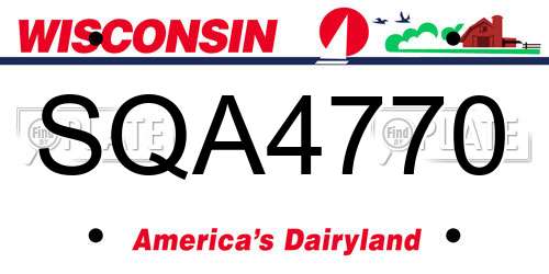 SQA4770 Wisconsin License Plate
