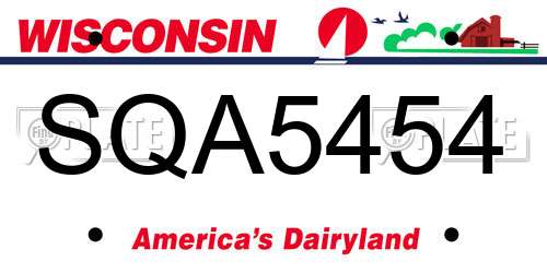 SQA5454 Wisconsin License Plate