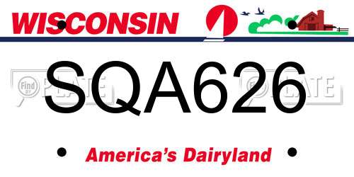 SQA626 Wisconsin License Plate