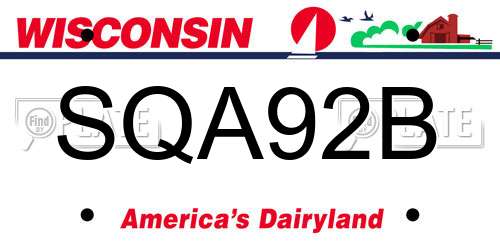 SQA92B Wisconsin License Plate