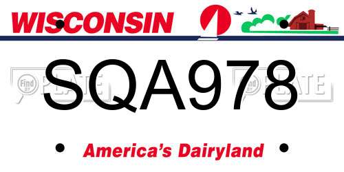 SQA978 Wisconsin License Plate
