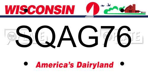 SQAG76 Wisconsin License Plate
