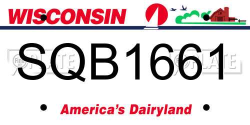 SQB1661 Wisconsin License Plate