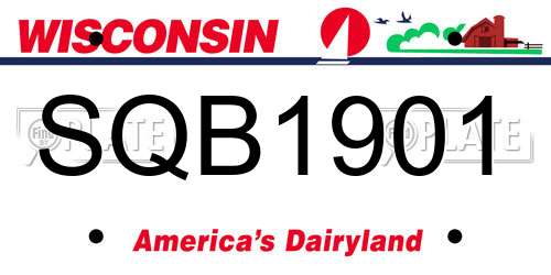SQB1901 Wisconsin License Plate
