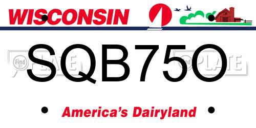 SQB75O Wisconsin License Plate