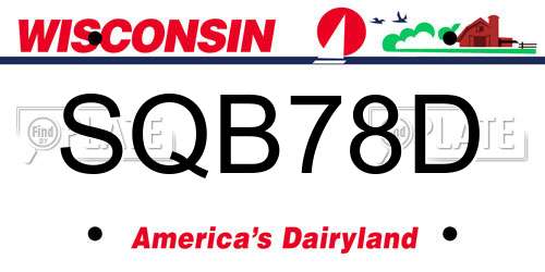 SQB78D Wisconsin License Plate
