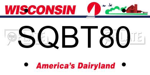 SQBT80 Wisconsin License Plate