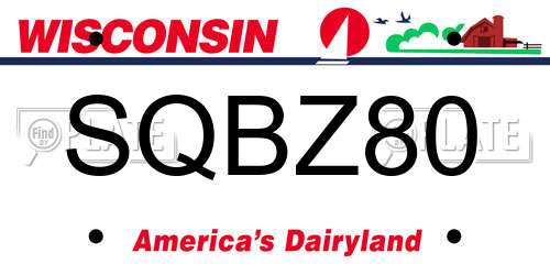 SQBZ80 Wisconsin License Plate