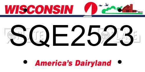 SQE2523 Wisconsin License Plate