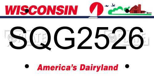 SQG2526 Wisconsin License Plate