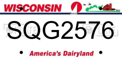 SQG2576 Wisconsin License Plate