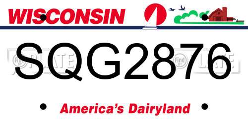 SQG2876 Wisconsin License Plate