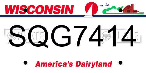 SQG7414 Wisconsin License Plate