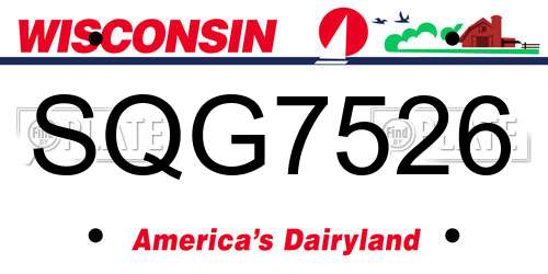 SQG7526 Wisconsin License Plate