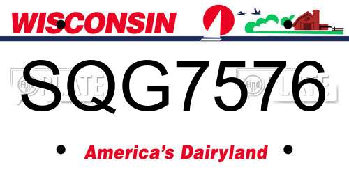 SQG7576 Wisconsin License Plate